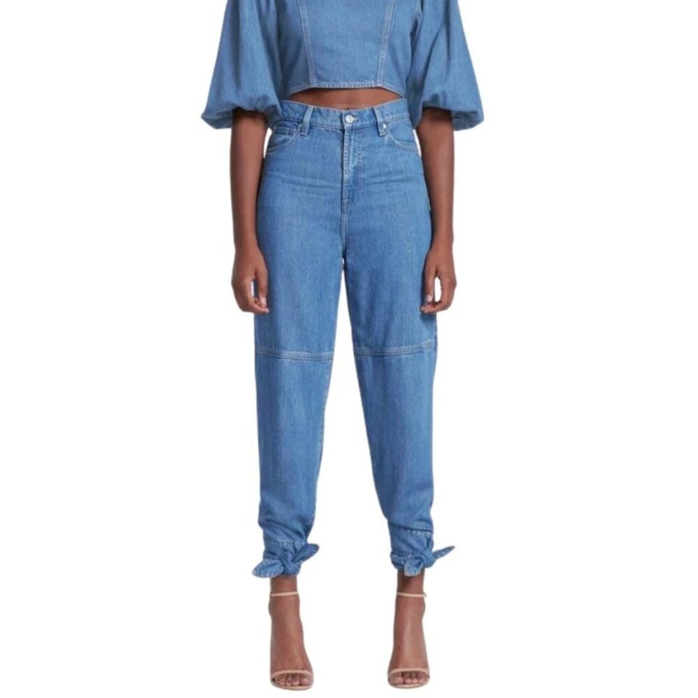7 For All Mankind Tapered Ankle Tie Jeans In Tulip Women's Size 32 NWT